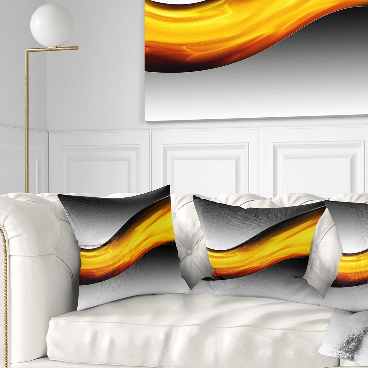 Designart Wave of Golden Lava - Abstract Throw Pillow - 16x16