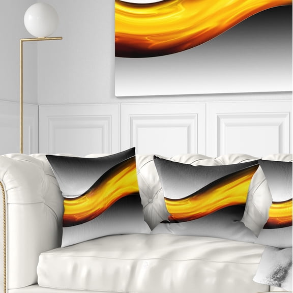 Designart Wave of Golden Lava - Abstract Throw Pillow - 16x16