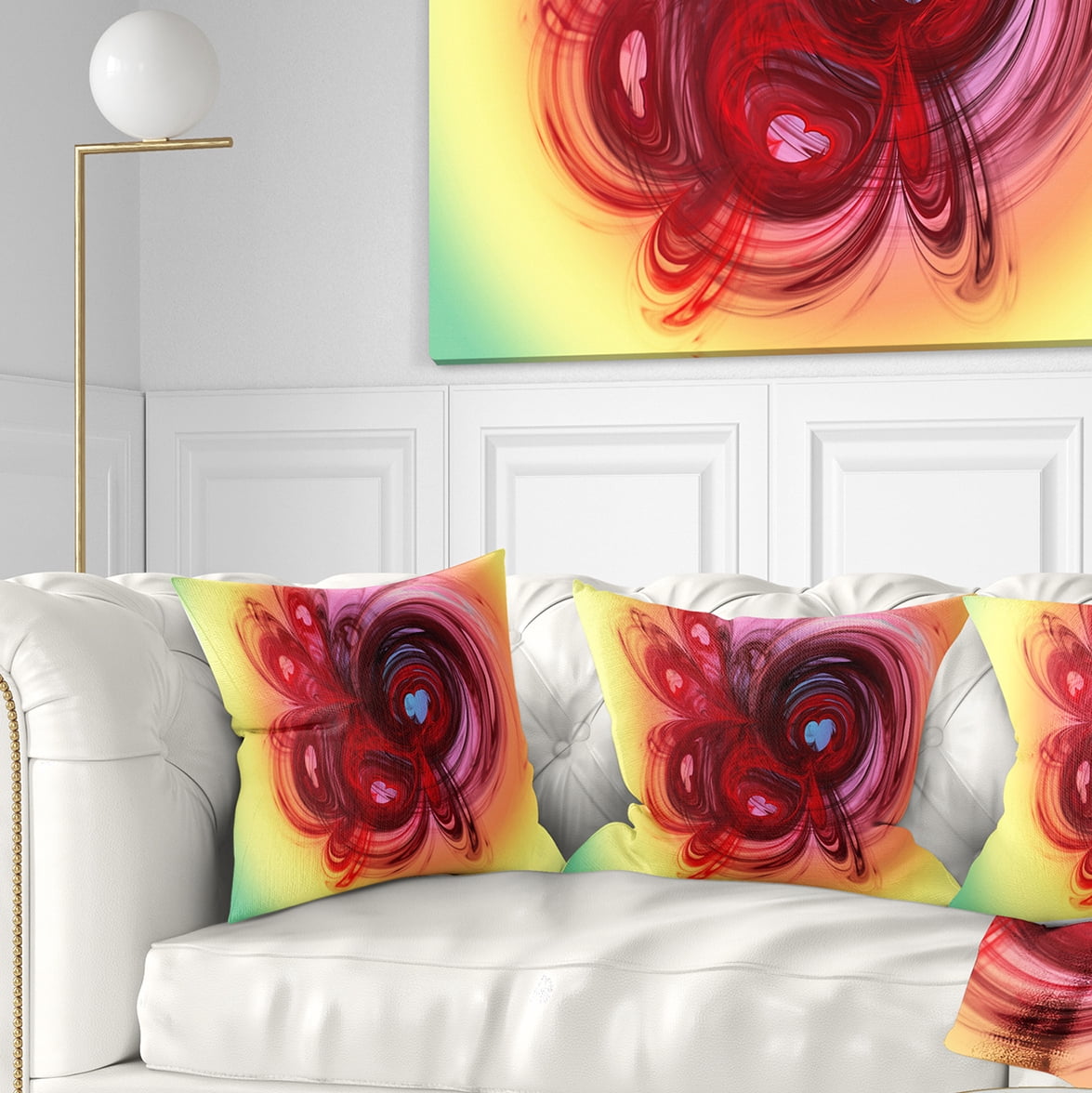 Designart Waves Around the Hearts - Abstract Throw Pillow - 16x16