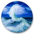 thumbnail image 1 of Designart 'Waves Breaking During Wild Blue Ocean Tide' Nautical & Coastal Circle Metal Wall Art 29x29 - Disc of 29, 1 of 5