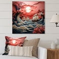 thumbnail image 1 of Designart "Waves Papercut Japon Coral wall decor I" Japanese Metal Art Living Room, 1 of 5