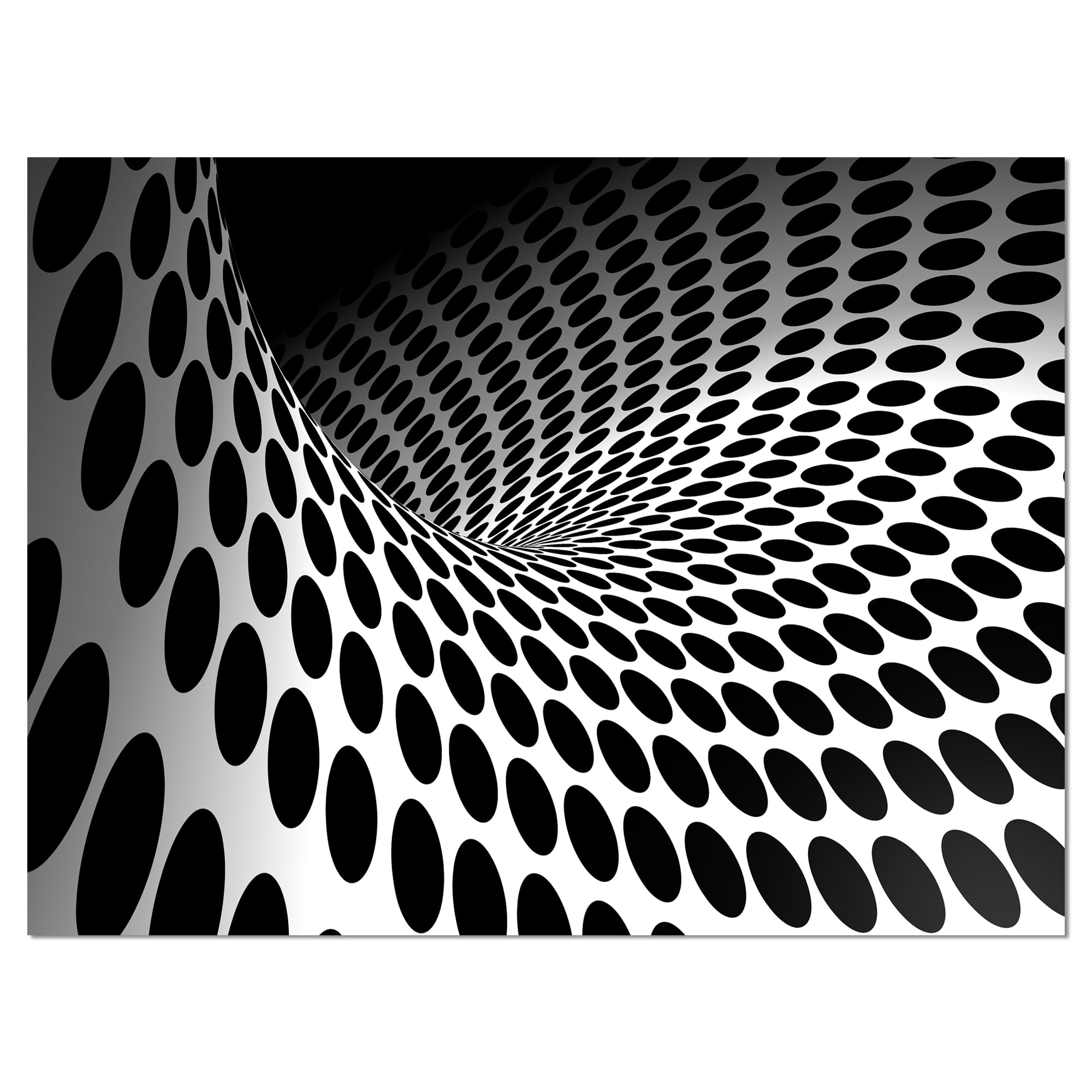 Designart 'Waves and Circles Black n’ White ' Abstract Canvas Art Print
