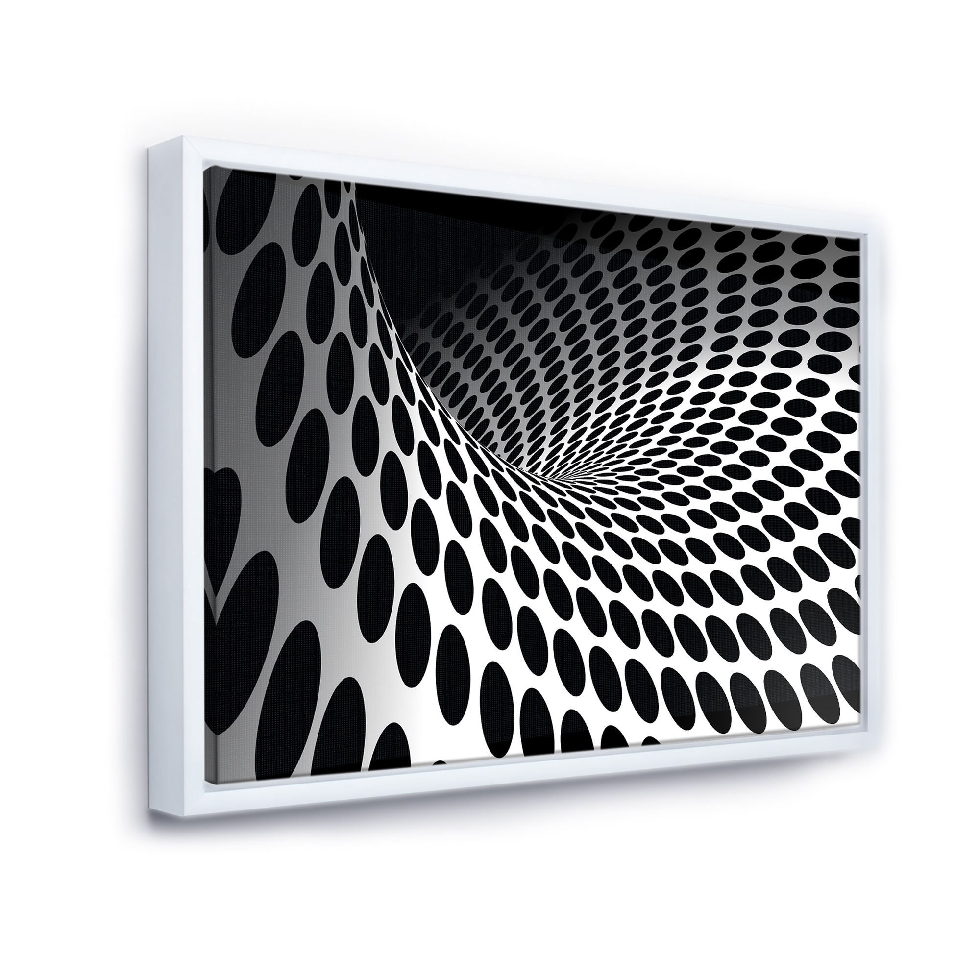 Designart ' Waves and Circles Black n’ White ' Abstract Framed Canvas Art Print