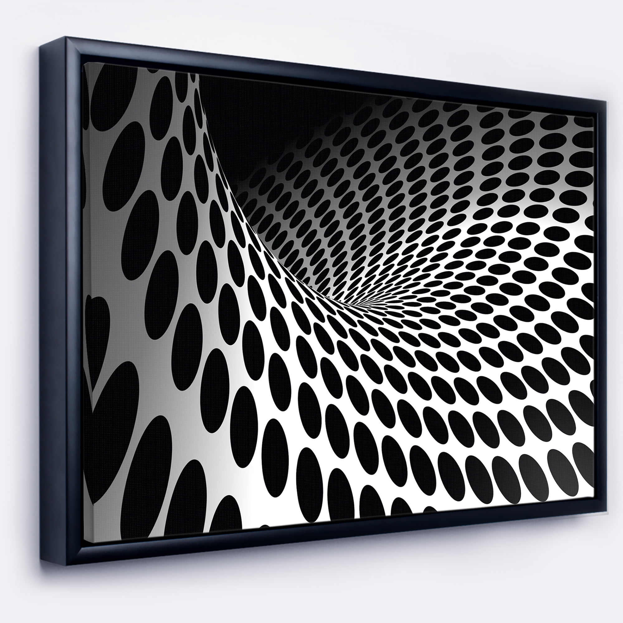 Designart ' Waves and Circles Black n’ White ' Contemporary Framed Canvas Art Print