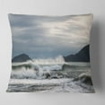 thumbnail image 1 of Designart Waves in Lerici Beach Italy - Seascape Throw Pillow - 18x18, 1 of 4