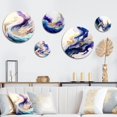 thumbnail image 1 of Designart "Waves of Blue, Gold, and Purple III" Modern Spiral Metal Wall Art Set of 5 Piece, 1 of 5