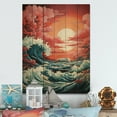 thumbnail image 1 of Designart "Waves of Drama V" Coastal Print on Natural Pine Wood, 1 of 5