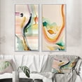 thumbnail image 1 of Designart "Waves of Multicolor Abstraction III" Abstract Minimalism Framed Wall Art Set Of 2 - Green Abstract Framed Canvas Set For Living Room Decor, 1 of 7