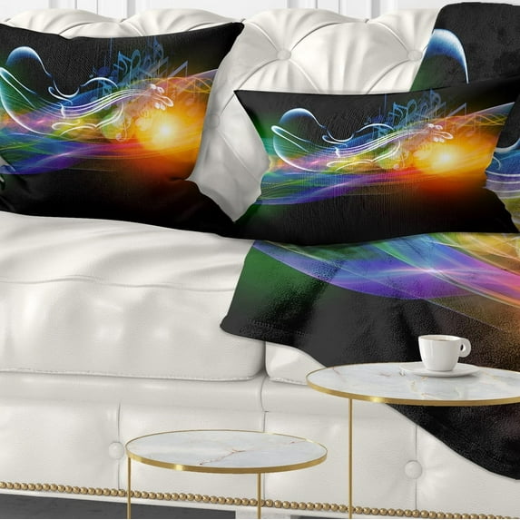 Designart Waves of Music Fractal Design - Abstract Throw Pillow - 12x20