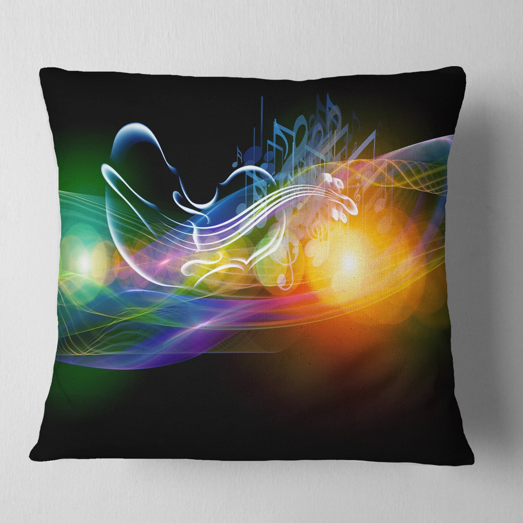 Designart Waves of Music Fractal Design - Abstract Throw Pillow - 16x16
