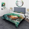 thumbnail image 1 of Designart "Waves of Rolling Surf II" Abstract Modern Waves Bedding Covert Set - Abstract Green Modern Bed Set With 2 Shams, 1 of 5