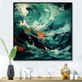 thumbnail image 1 of Designart "Waves of Rolling Surf III" Abstract Framed Wall Art - Green Abstract Modern Waves Entryway Framed Wall Art, 1 of 6