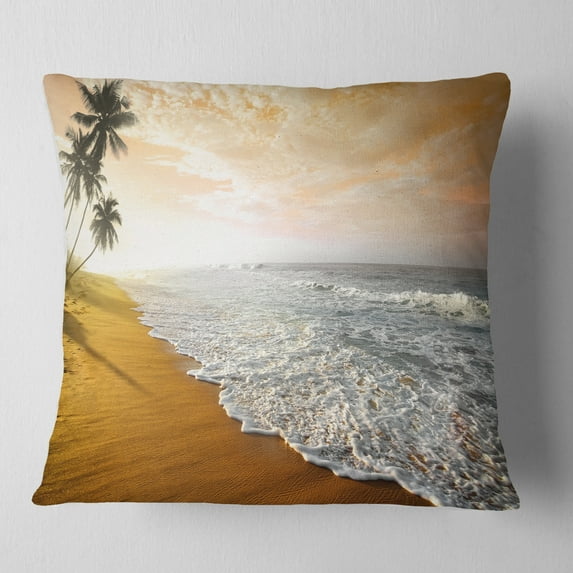 Designart Wavy Clouds over Seashore - Seascape Throw Pillow - 16x16