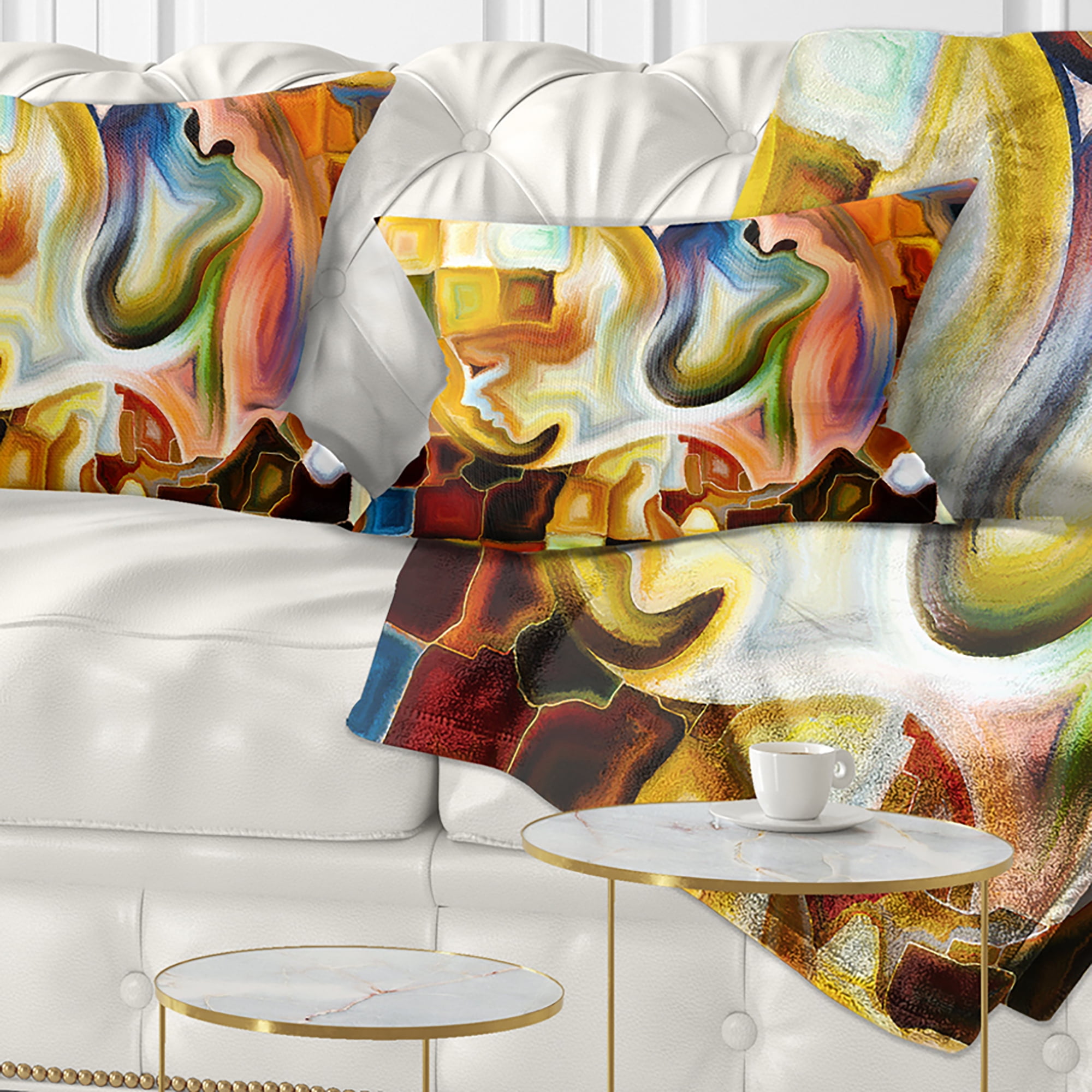 Vibrant Abstract Multicolor Polyester Throw Pillow 12x20