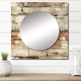 thumbnail image 1 of Designart "Weathered Planks Of The Rustic Farmhouse IV" 0 Square Mirror Wall Decor Vintage - Large Brown Square Bathroom Mirror - Square Printed Wall Mirror Art, 1 of 5