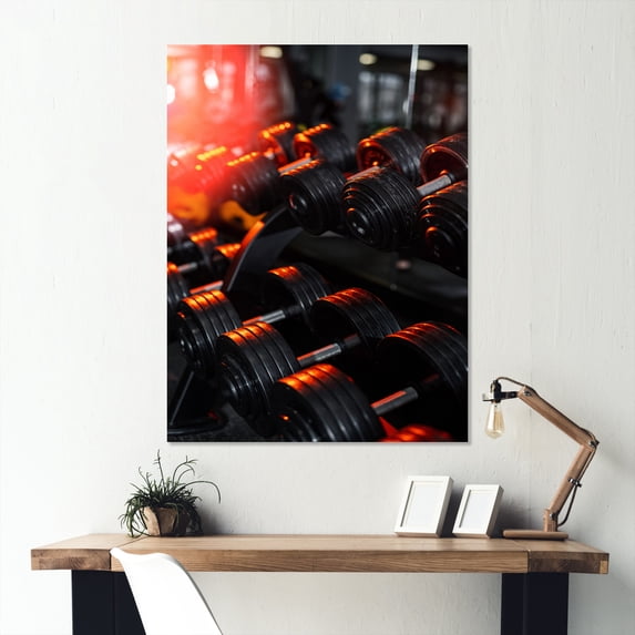 Designart "Weightlifting And Gym Strength and Determination" Weightlifting Metal Art Living Room