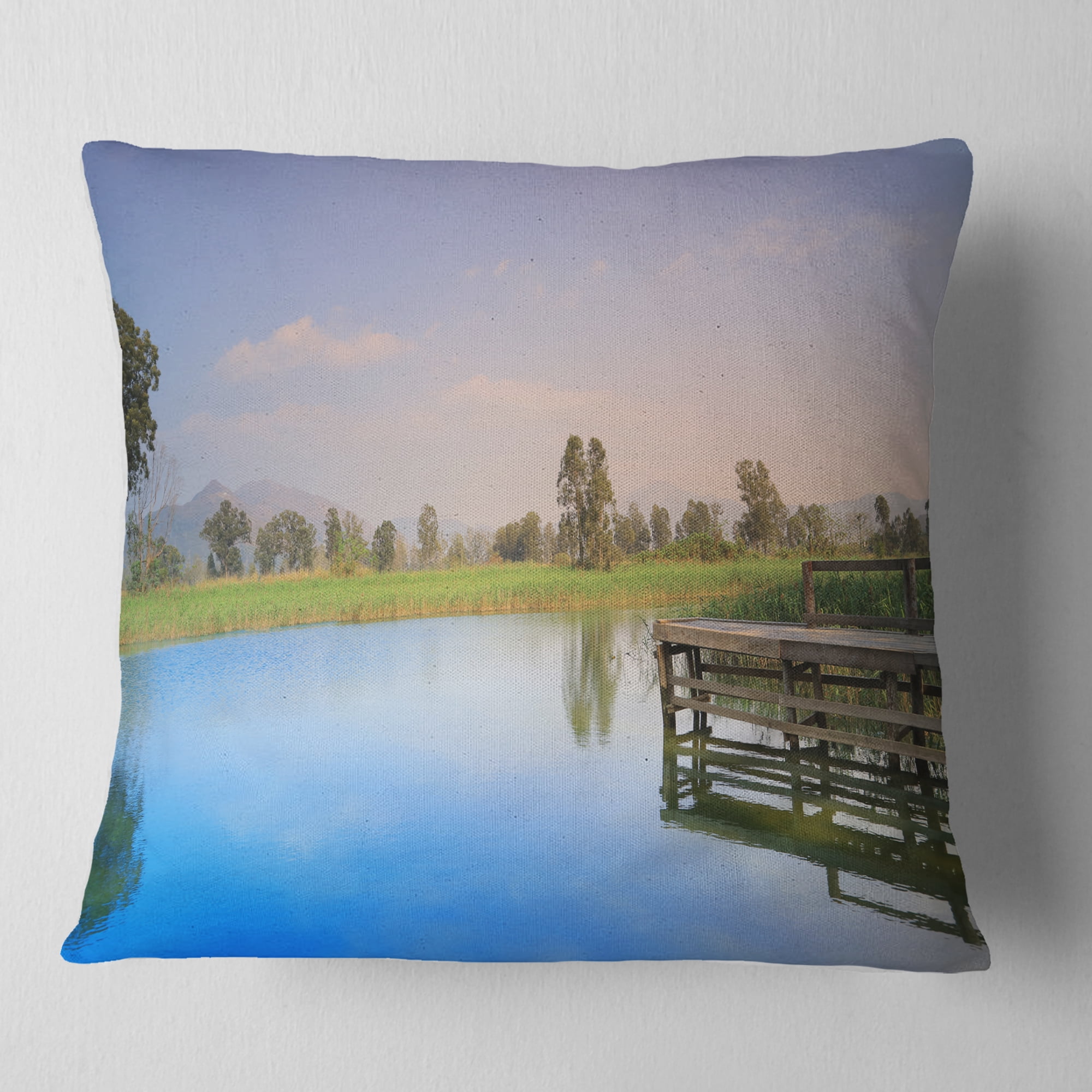 Designart Wetland of Nam Sang Wai Blue - Seascape Throw Pillow - 18x18