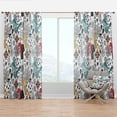 thumbnail image 1 of Designart 'Whales and Botanical Pattern' Modern Curtain Panel, 1 of 4
