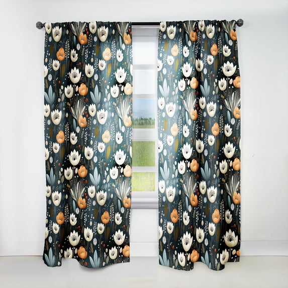 Designart "Whimsical Garden In Bohemian Style III" Floral Room Darkening Curtain Single Panel