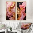 thumbnail image 1 of Designart "Whimsical Liquid Pink and Gold Art Glamorous Charm III" Abstract Shapes Framed Wall Art Set Of 2 - Transitional Gold Frame Gallery Set For Office Decor, 1 of 6