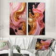 thumbnail image 1 of Designart "Whimsical Liquid Pink and Gold Art Glamorous Charm III" Abstract Shapes Wall Art Set Of 2 - Transitional Gold Gallery Set For Office Decor, 1 of 6
