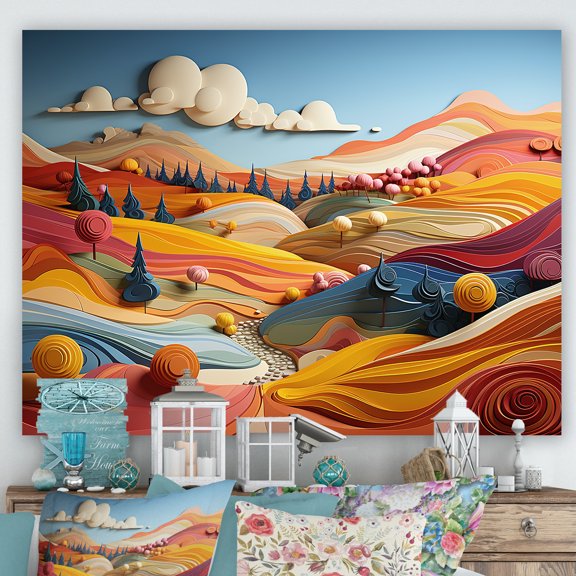 Designart "Whimsy In The Colorful Fields" Countryside Canvas Wall Art