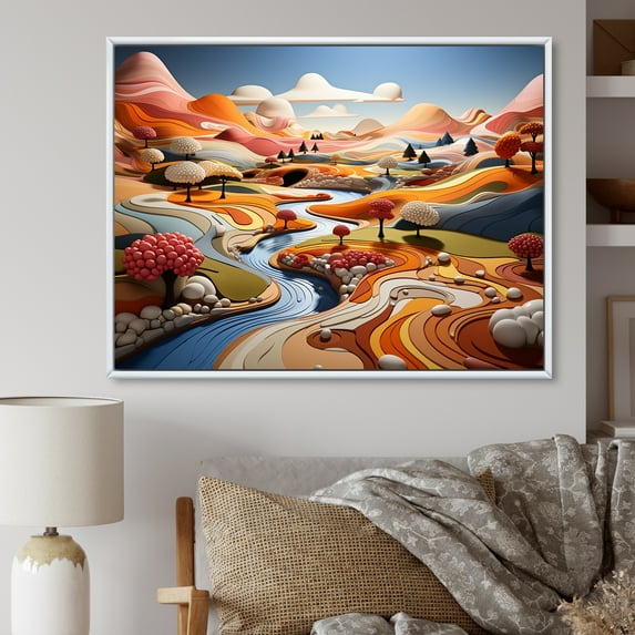 Designart "Whimsy In The Colorful Fields I" Countryside Floater Framed Canvas Prints