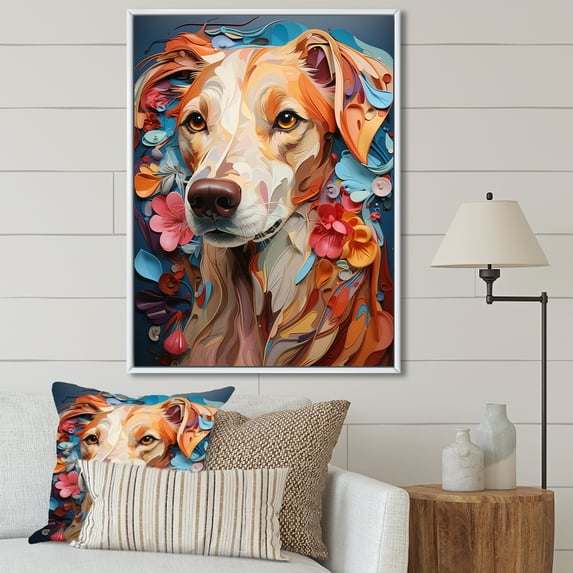Designart "Whippet Dog In A Playful Pop Art Style II" Animals Dog Floater Framed Canvas Art Print