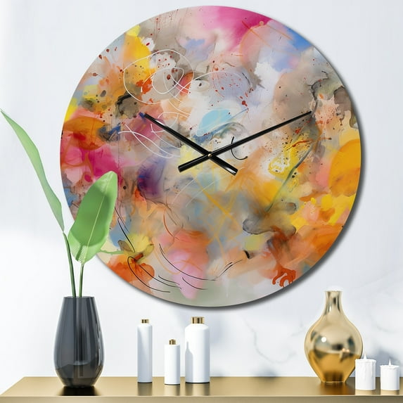 Designart "Whirling Color Dance I" Minimalism Oversized Wall Clock