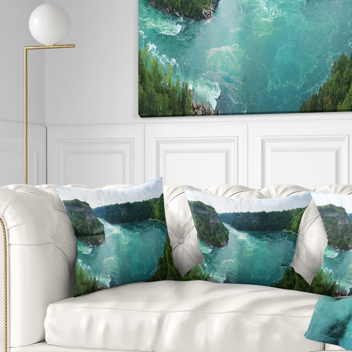 Designart Whirlpool Rapids - Landscape Photography Throw Pillow - 18x18