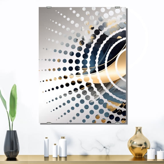 Designart "Whirls of Serenity in Golden Blue Abstract II" Abstract Fractal Oversized Wall Mirror - Modern Abstract Bathroom Wall Mirror Decor - Multiple Color Options