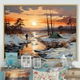 thumbnail image 1 of Designart "Whisper of Winter Camping III" Winter Landscape Floater Framed Canvas Print, 1 of 7