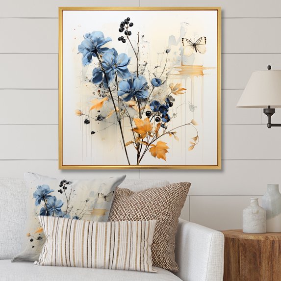 Designart "Whispered Symphony Of A Blue Orchid I" Orchids Floater Framed Canvas Wall Art
