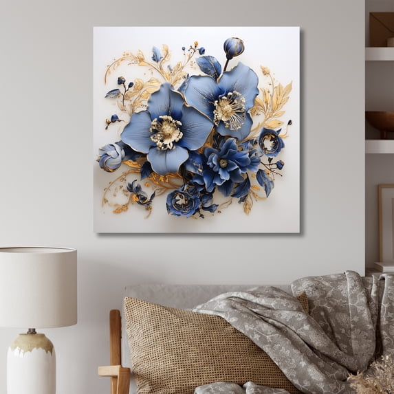 Designart "Whispered Symphony Of A Blue Orchid" Orchids Wall Art Living Room