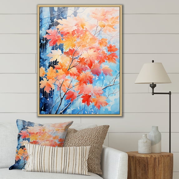 Designart "Whispering Maples" Tree Maple Floater Framed Canvas Prints