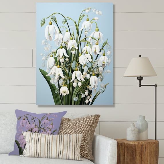 Designart "Whispering Moonlit Snowdrops I" Snowdrops Wall Art Living Room