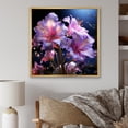 thumbnail image 1 of Designart "Whispering Night: Pink And Purple Irises" Irises Floater Framed Wall Decor, 1 of 5