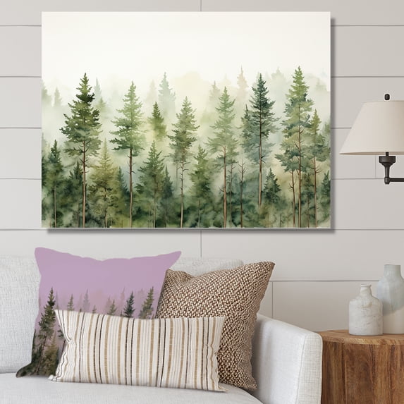 Designart "Whispering Pines Minimalist Vision" Landscape Trees Wall Art Prints