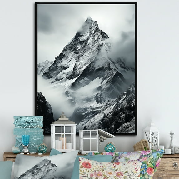 Designart "Whispering Winter Mountains" Minimalism Floater Framed Wall Art Prints