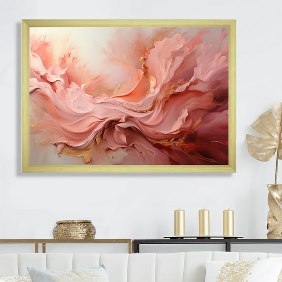 Designart "Whispers In Rose Gold" Abstract Spirals Picture Framed Canvas Prints