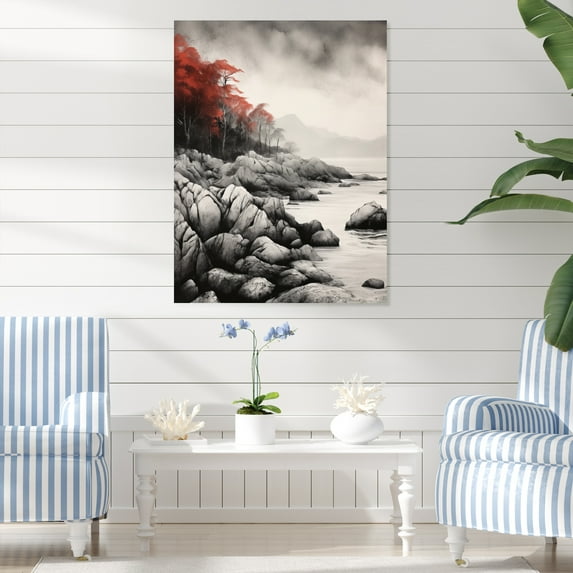 Designart "Whispers of the Coast I" Coastal Metal Art Living Room