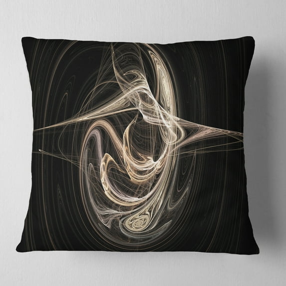 Designart White Abstract Fractal Design in Black - Abstract Throw Pillow - 16x16
