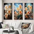 thumbnail image 1 of Designart "White Affodils love expression III" Floral Framed Wall Art Set Of 3 - Peach Daffodils Frame Canvas Set For Living Room Decor, 1 of 7
