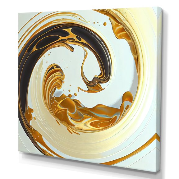 Designart White And Gold Bold Movement I Canvas Wall Art