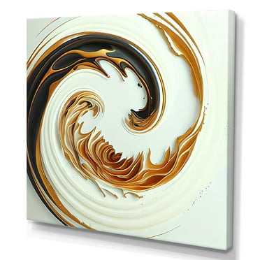 Designart White And Gold Bold Movement IV Canvas Wall Art