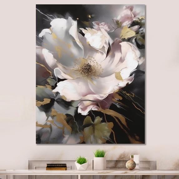 Designart "White And Gold Daisy Symphony I" Floral Daisy Wall Art For Kitchen