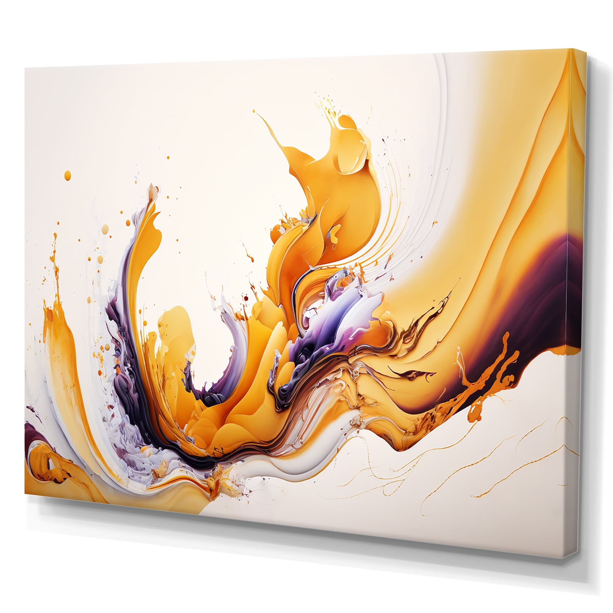 Designart White And Gold Fusion I Canvas Wall Art