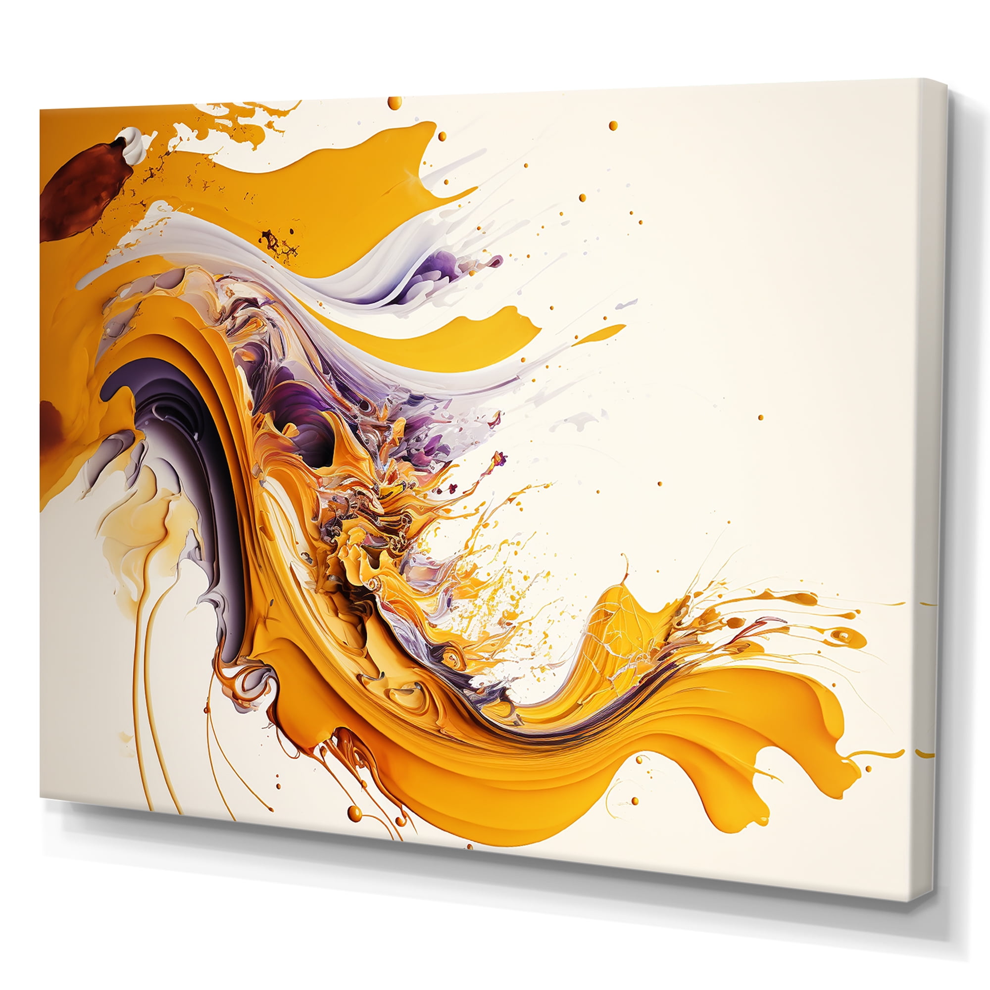 Designart White And Gold Fusion V Canvas Wall Art