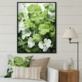 thumbnail image 1 of Designart "White And Green Geraniums In Minimalism I" Geraniums Floater Framed Wall Art Living Room, 1 of 5