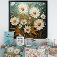 thumbnail image 1 of Designart "White And Teal Daisy Charm II" Landscapes Floater Framed Canvas Print, 1 of 7